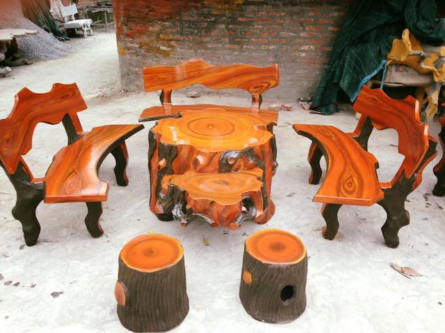 bàn ghế xi măng giả gỗ